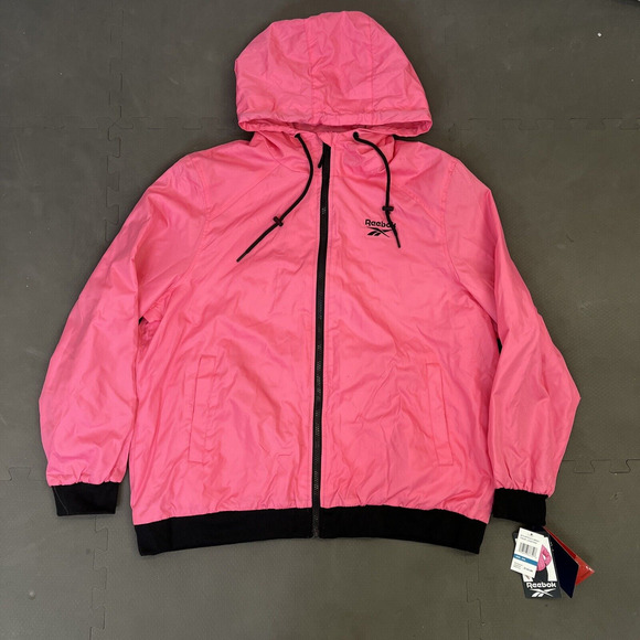 NWT Reebok Women's Windbreaker Jacket Laser Pink & Black XXL Retail $125 Charity - Picture 5 of 15
